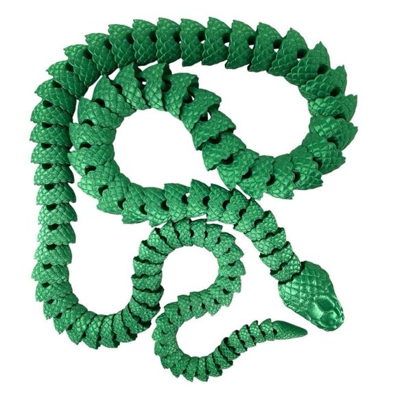 Year of the Snake Articulating 3DPrint 5' Long Emerald Green Silk Décor Gift - Picture 1 of 8